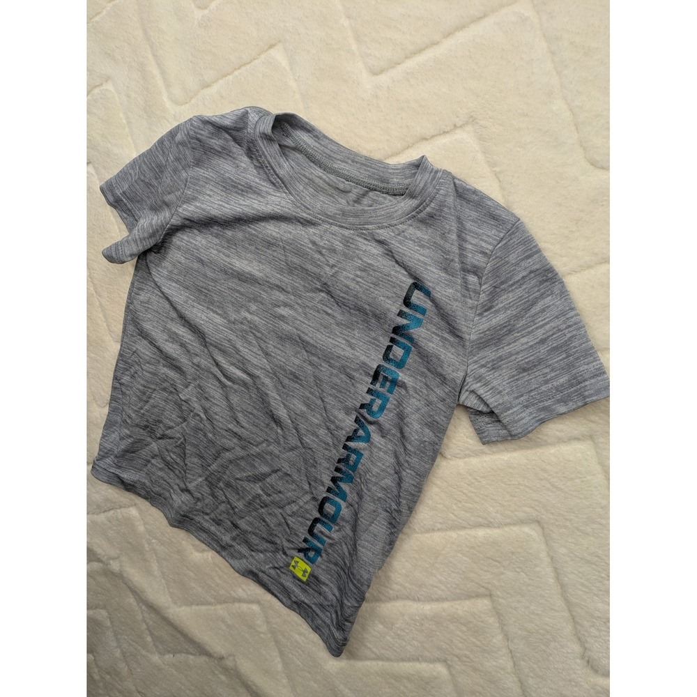 Under Armour Boys Gray Heathered Short Sleeve Graphic T-Shirt Size 4